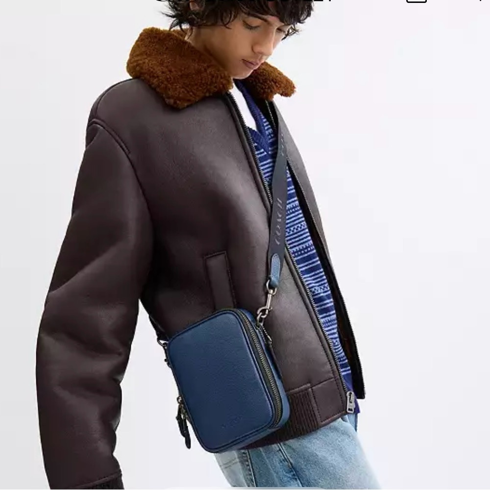 Coach Men's Blue Leather Crossbody Bag - Picture 4 of 5
